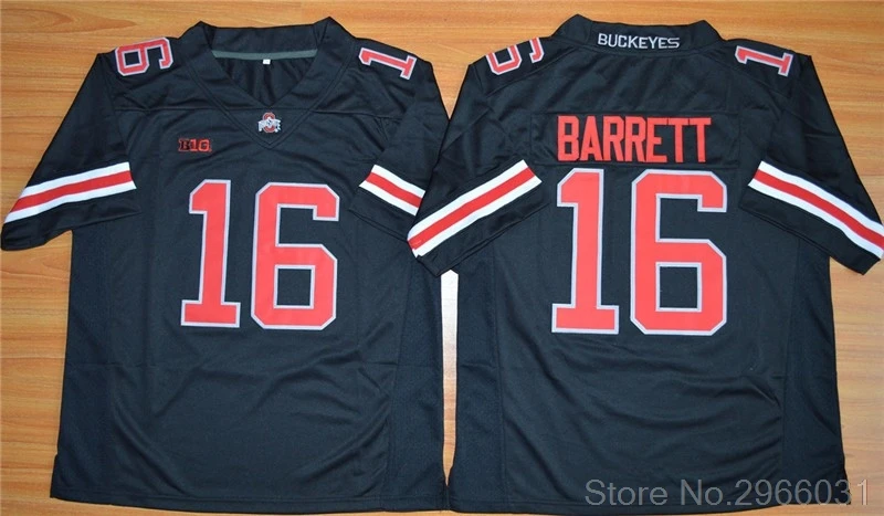 Black Мужская одежда J.T. Ohio State Barrett 16 колледж Джерси-черный белый красный сшитый Размер S-3XL - Цвет: Black