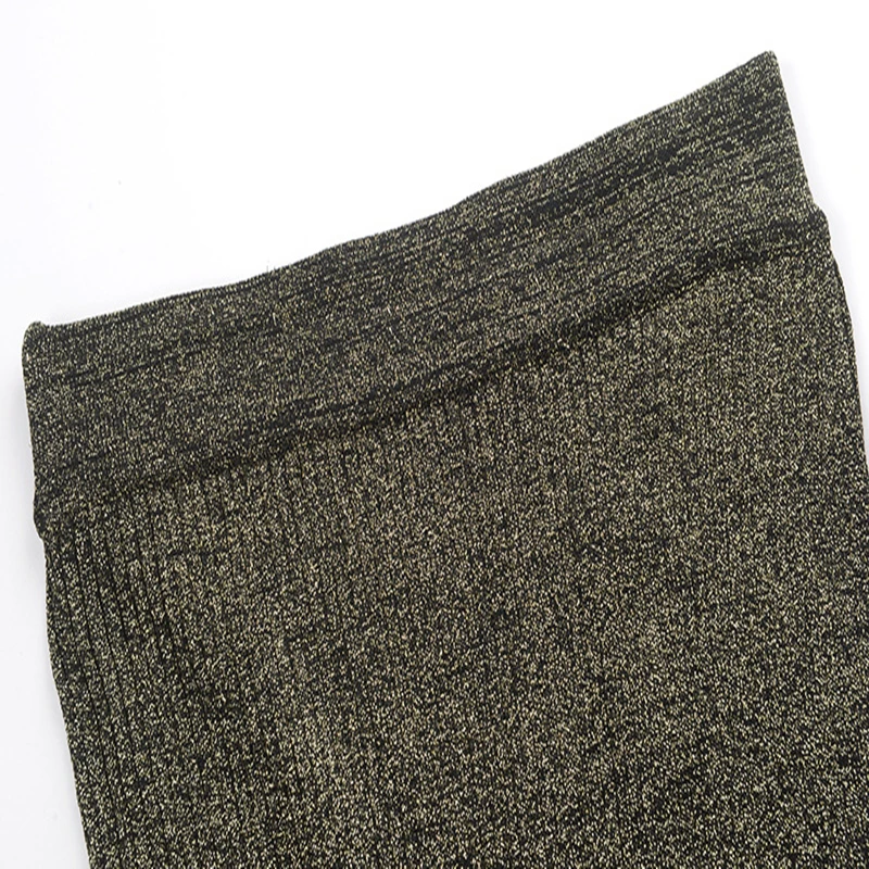 Tunjuefs Slim Fit Высокая Талия люрексом трикотажная юбка Для женщин дно Хорошие эластичные высокие Разделение элегантное облегающее взлетно-посадочной полосы юбки