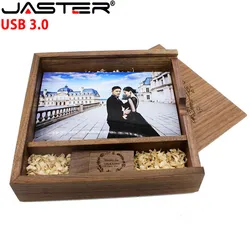 JASTER – clé USB 3.0 avec boîte et LOGO pour Album Photo en érable, support à mémoire de 4GB 16GB 32GB 64GB, photographie cadeau de mariage, 170x170x35mm 