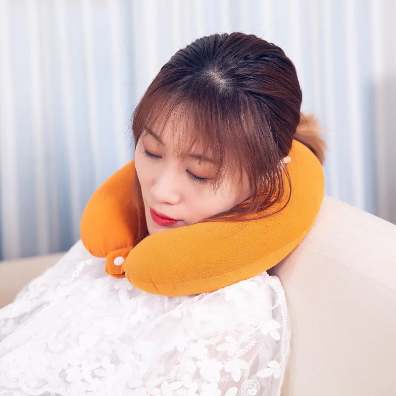 

Solid Color Skin Flannelette Neck Pillow Nap Pillow Car Mounted U-SHAPE Pillow Custom Logo
