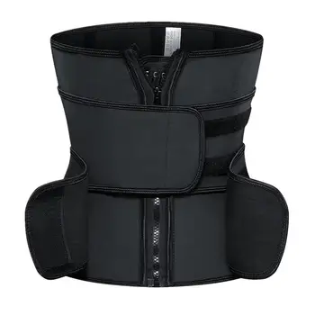 

Top Ranking High Quality Black Latex Underbust Waist Cincher Corset Zipper & Inner Hooks Rubber Waist Trainer with 2 Belts