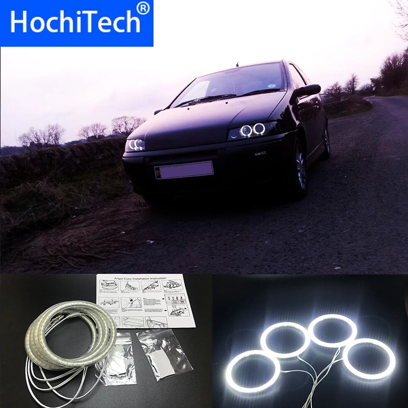 HochiTech для Fiat PUNTO mk2 1999-2010 ультра яркий SMD белый светодиодный ангельские глазки 2600LM 12 В halo Кольцо Комплект дневного света DRL