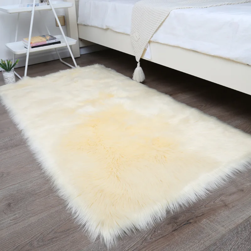 01001-Beige Большой ковер из искусственного меха для спальни, гостиной, декоративный Пушистый Ковер, красный/розовый/синий/белый, пушистые ковры, прикроватные напольные ковры - Color: 01001-Beige