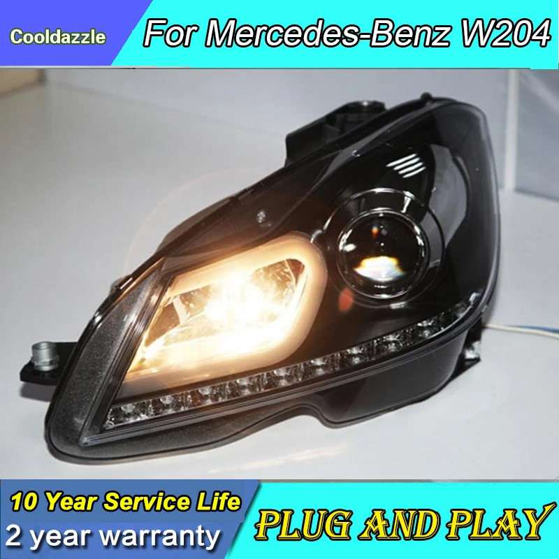 Для Mercedes-Benz W204 Светодиодные ленты фар линзы проектора Bi Xenon 2012 до 2013 год C Тип |