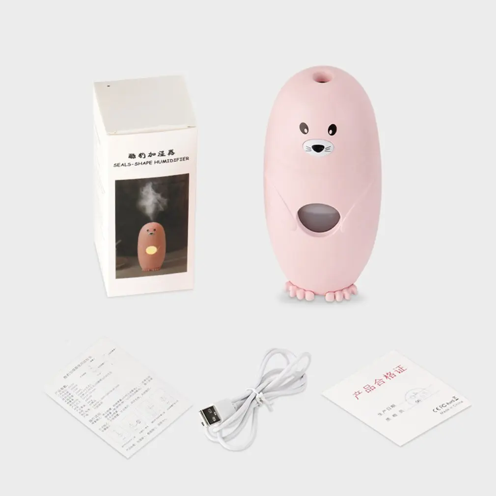 Creative Cute Seal LED Humidifier Portable Seal LED Lamp Humidifier Mini Night Light Air Diffuser Purifier Atomizer