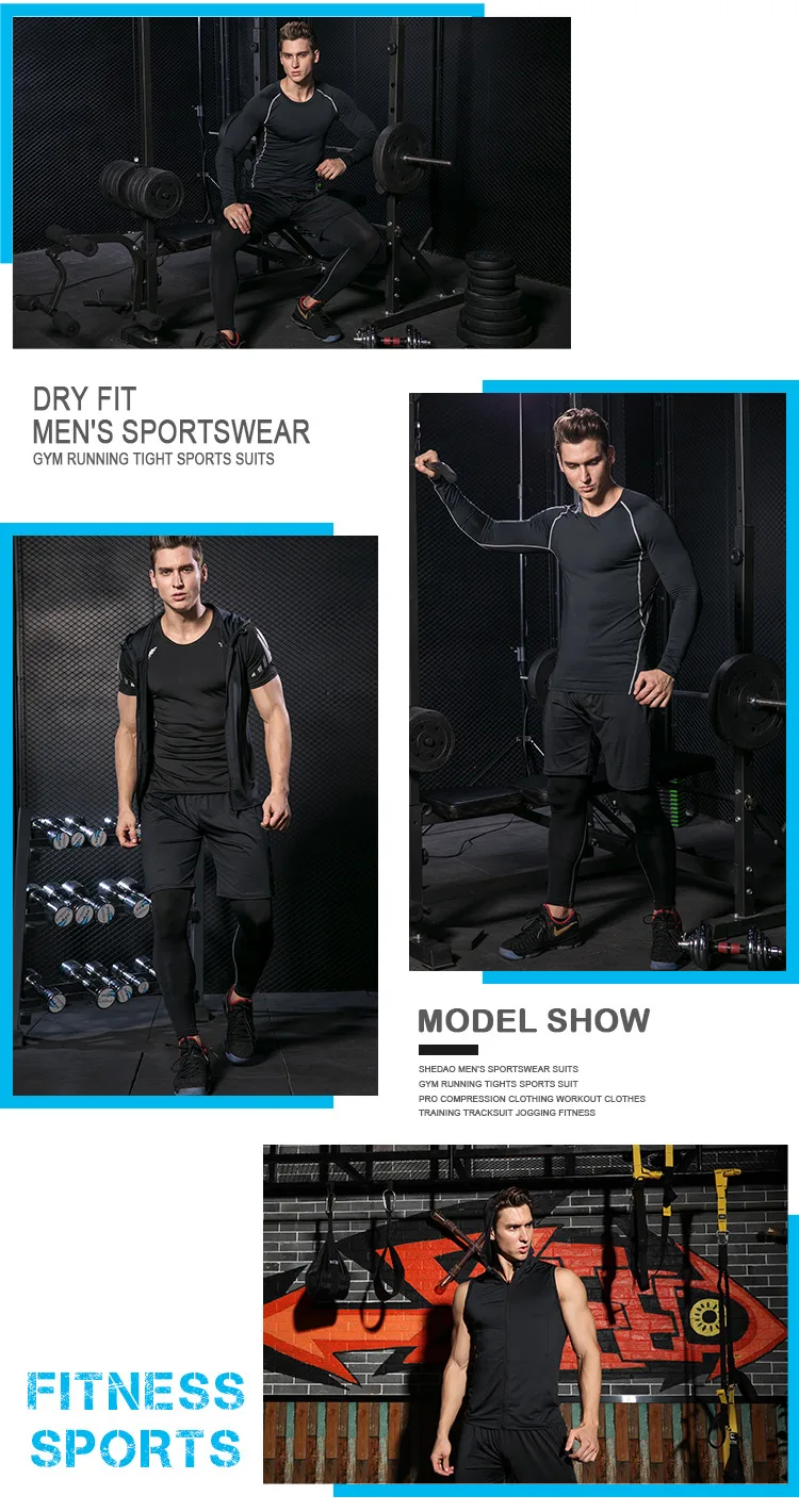 Running Set for Men Sports Suits Tight Sportswear Jogging Sports Clothing Fitness Compression Tracksuit Gym Tracksuit Suits MMA