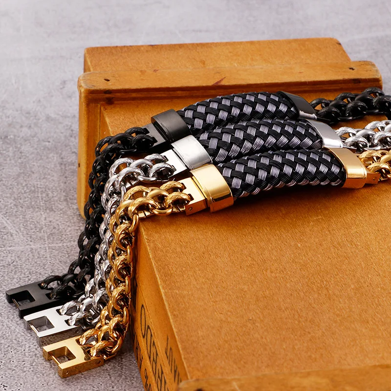 Европейский и американский популярный Ретро Титановый стальной мужской браслет, индивидуальные изогнутые брендовые трендовые ювелирные изделия из нержавеющей стали