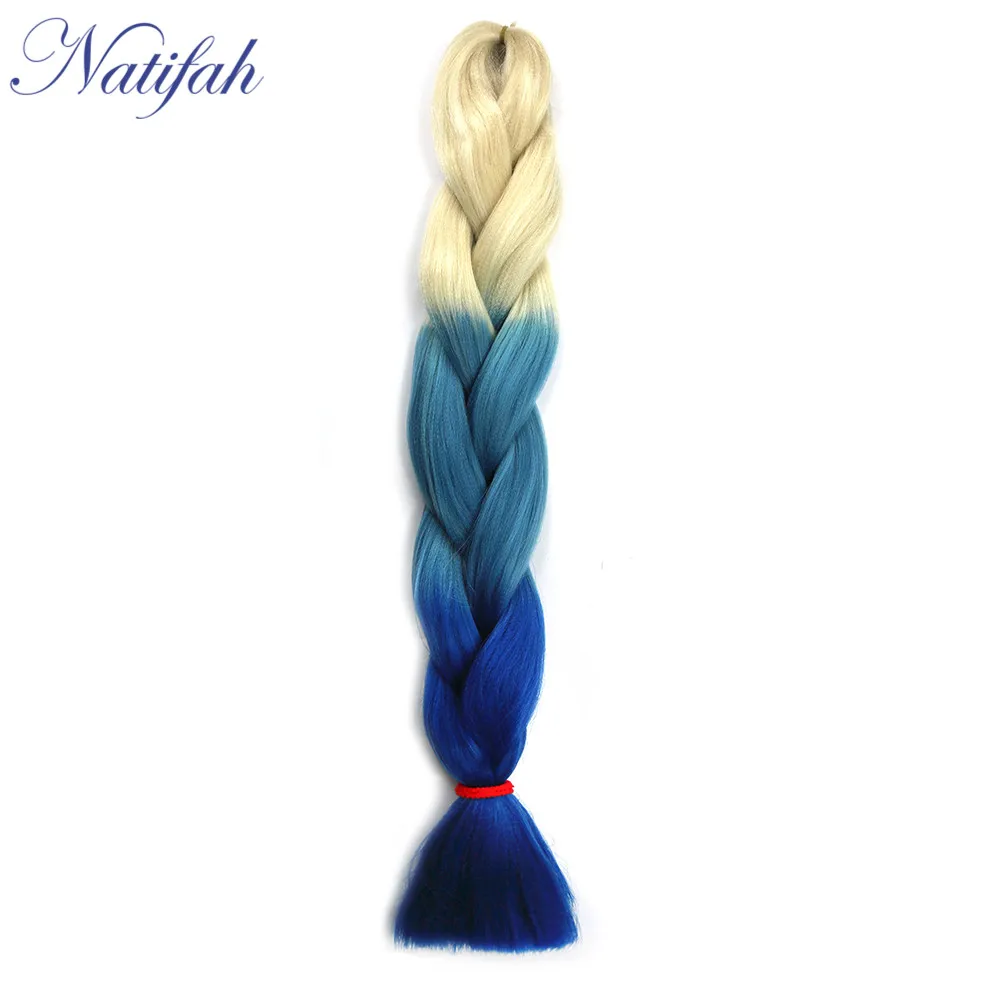 7Z5A3604-1 Natifah Ombre, косички, вязанные крючком, косички, волосы канекалон, 24 дюйма, блонд, розовый, зеленый, смешанные синтетические волосы для наращивания - Цвет: 7Z5A3604-1