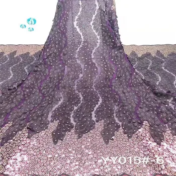 

2020 Best High Quality Africa Net Lace fabric, Super Sequins With French Tulle Fabric, Purple Sequins Fabric For Party Dress