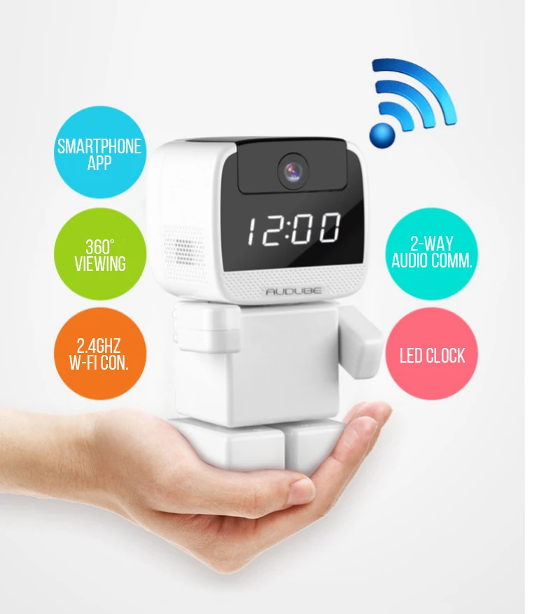 Yoosee робот скрытый 1080p Wi-Fi камера безопасности с светодиодный часы для дома/офиса