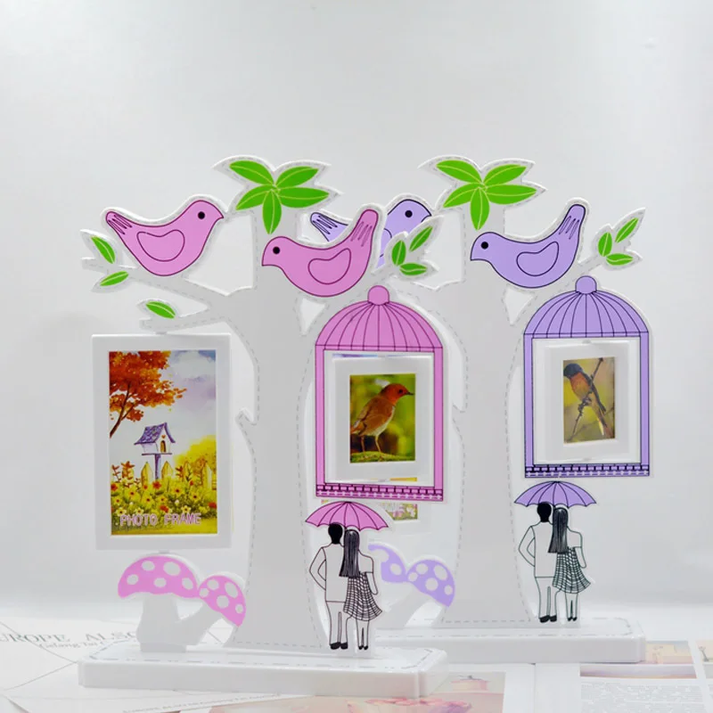 

3-Inch 5-Inch Creative Birdcage Tabletop Frame Plastic Double Frame Children Frame Painting Frame Home Studio Photo Wall