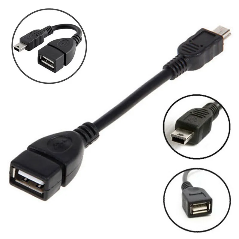 2Pc High Quality Portable Strong 5 Pin Male To USB 2.0 Female Adapter Converter Lightweight OTG Cable For Tablet PC Black#271090 |