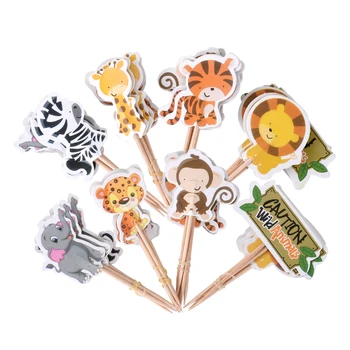 

Cakelove 24Pcs/lot Jungle Safari Cupcake Picks Animal Cake Toppers Cartoon Cupcake Inserts Card Party Gifts for Kids Birthday