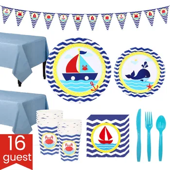 

143Pcs Navigation Sailing Kids Birthday Party Disposable Tableware Sets Party Decoration Children Birthday Theme Party Supplies