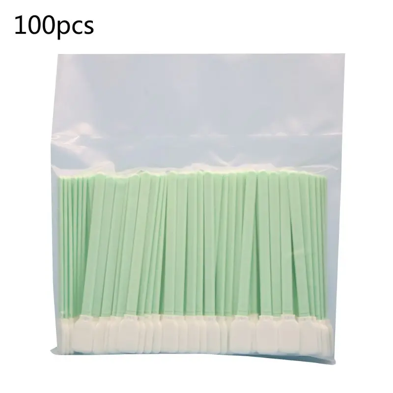 Double Layer Polyester Rectangular Head Cleaning Swabs 100Pcs/Set Plastic Handle Dust-Free Industrial Paddle Sticks