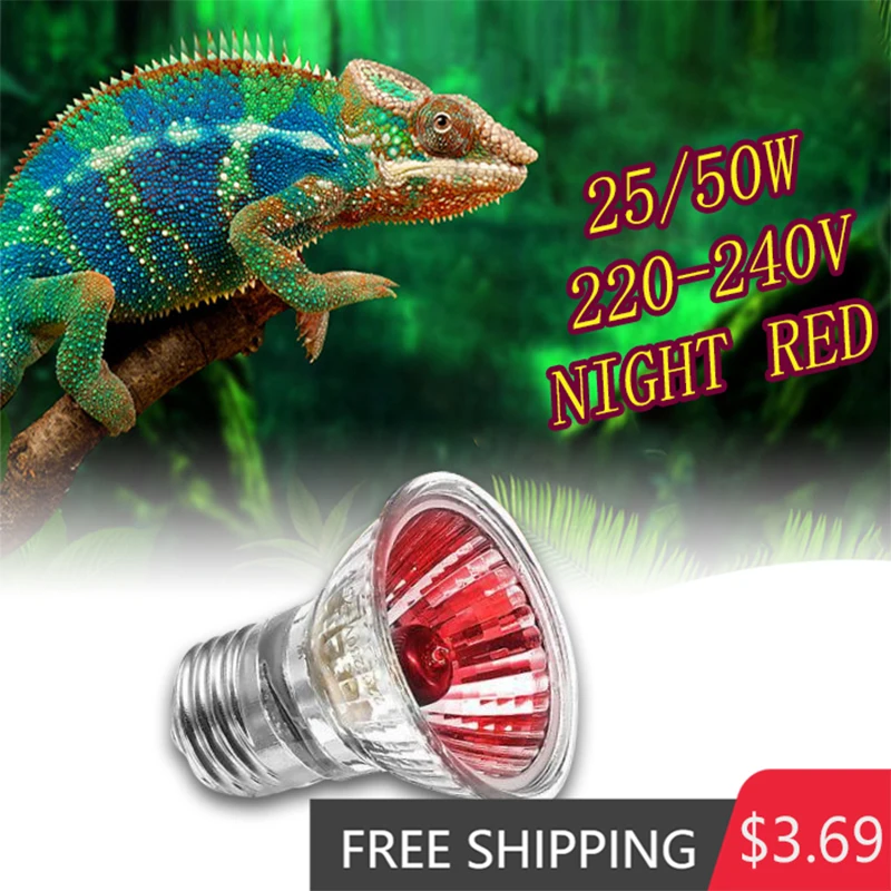 Bombilla de calefacción de cristal BENE de 50W UVA, lámpara halógena roja nocturna para serpiente, lagarto, camaleón, Dragón Barbudo, anfibios, envío gratis