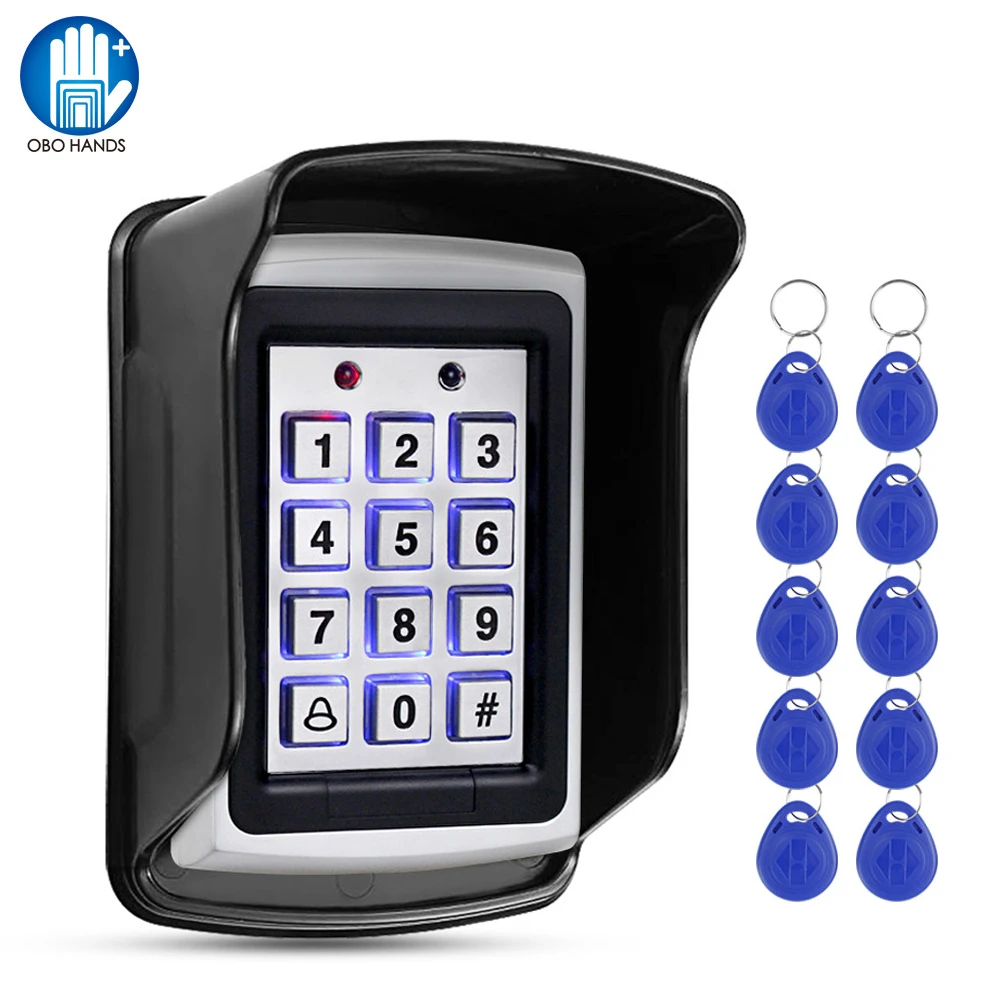 125KHz RFID Metal Access Control Keypad Card Reader Waterproof Cover