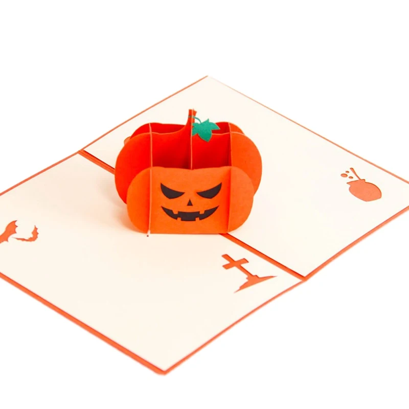  Angry Pumpkin Halloween 3D Pop-up Greeting Card Holiday Invitation Card Card Envelope Included - 4000542534281
