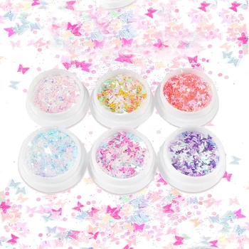 

3d DIY Decals Decoration Butterfly Glitter Nails Sequin Chunky Butterfly Stars Nail Art Flake Decoration
