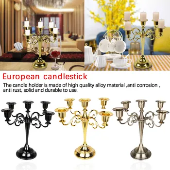 

3/5 Arms Hot Sale Candlestick Metal Silver/Gold Plated Candle Holders Stand Zinc Alloy Pillar Candelabra For Wedding Decoration