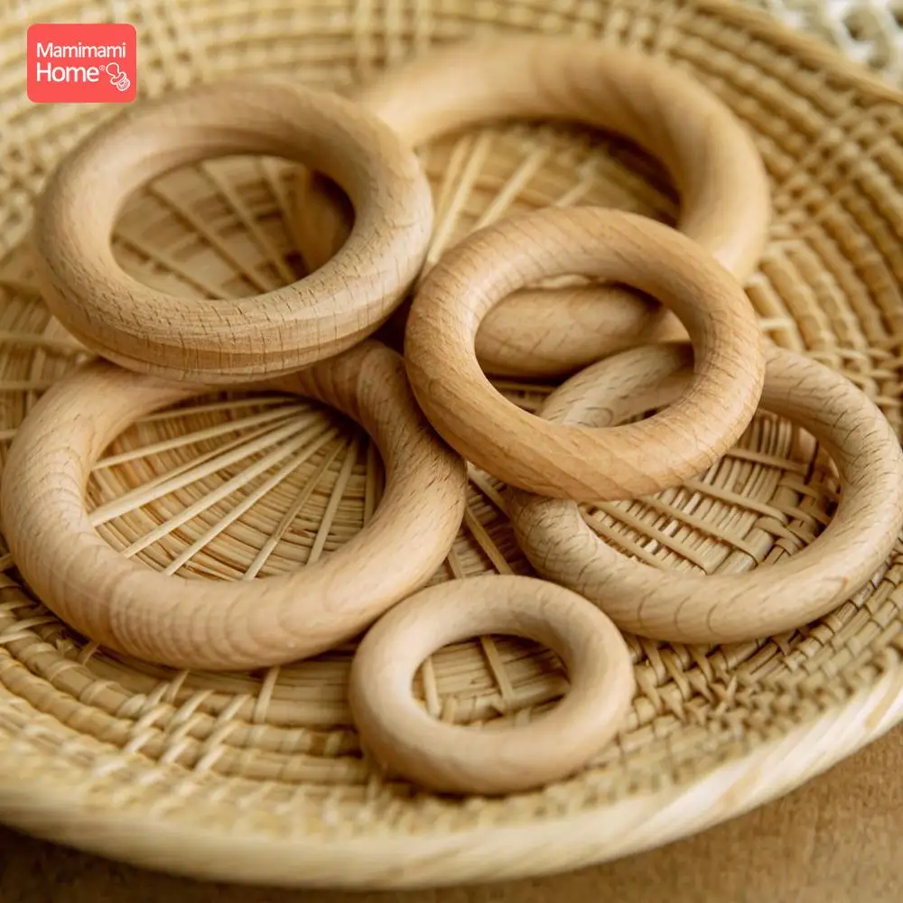 70/55/50/40mm Wood Teether Ring Smooth Surface Natural Wooden Rodent Baby Teething Ring Toy DIY Making BPA Free Baby Teether Toy 3