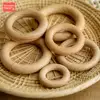 70/55/50/40mm Wood Teether Ring Smooth Surface Natural Wooden Rodent Baby Teething Ring Toy DIY Making BPA Free Baby Teether Toy 3