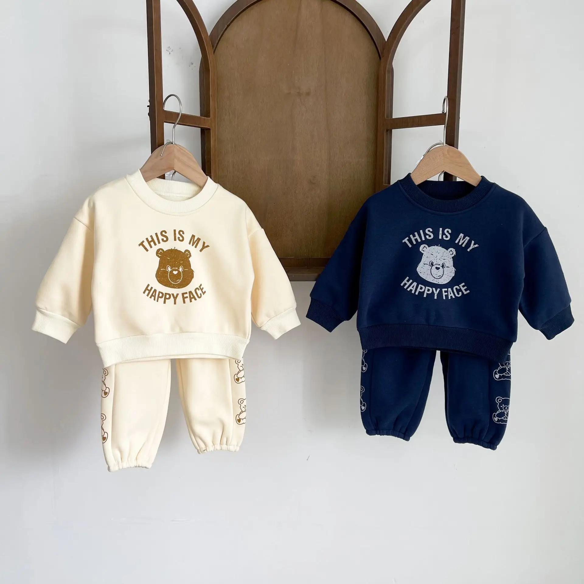 

2021 Baby Girl Suit Winter Autumn Cute Print Bear Boy Baby Suit Long Sleeve Warm Children's Clothing Sets For Newborn 1-3 Years