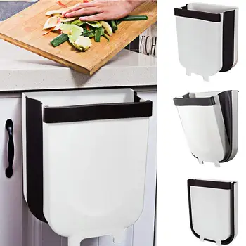 

Hanging storage bag 9L Collapsible Kitchen Hanging Trash Can Foldable Garbage Bin for Kitchen Cabinet Cupboard Door
