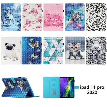 

3D Flower butterfly Marble Cases For Ipad Pro 11 inch 2020 PU Leather Auto Wake/Sleep Stand Flip Cover Tablet Cases Shockproof