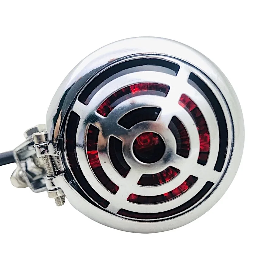 Vintage Universal Motorcycle Chrome Rear Brake Light LED Alloy