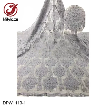 

2019 African Mesh Lace Fabric High Quality Laser Cutting Laces Fabric Embroidered Nigerian for Wedding DPW1113