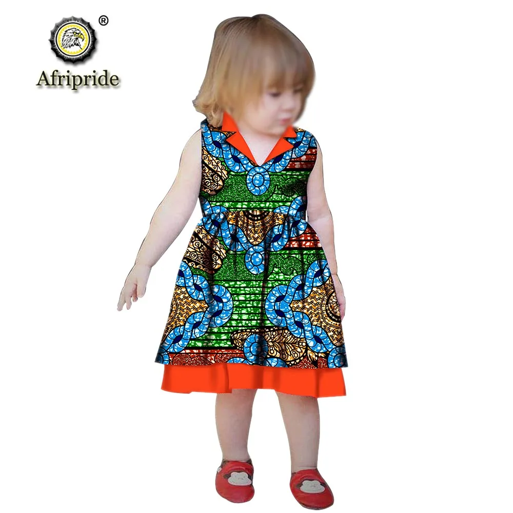 African Girl Dresses Sleeveless Anakra Wax Print Lovely Dress Casual Print Princess Mini Cute Dress Lovely AFRIPRIDE S1940019