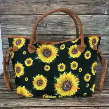 

10pcs/lot new arrival monogram sunflower endless camp cow stylish southwest cactus snake skin women tote bag personalize