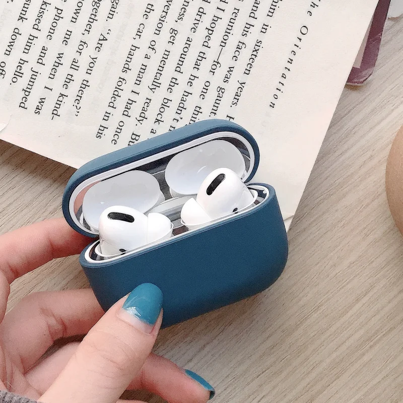 Navy blue Модный жесткий чехол для наушников для Apple Airpods pro противоударный чехол для AirPods 3 чехол для наушников матовый розовый защитный чехол для пары - Цвет: Navy blue