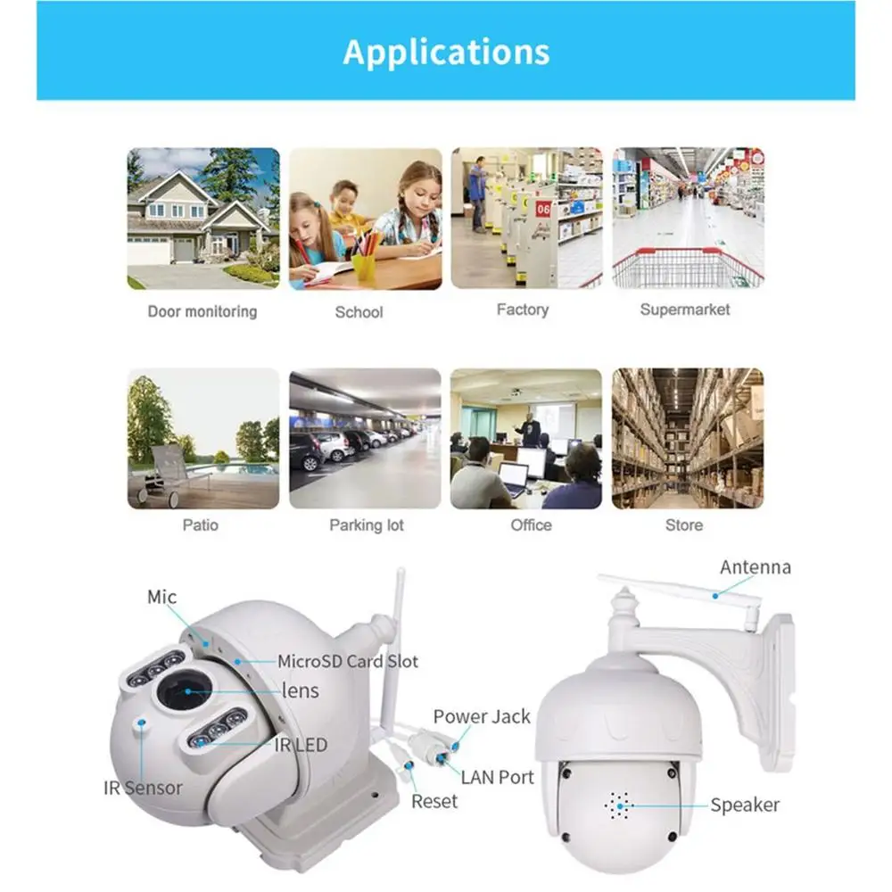 SH028 3.0MP Открытый IP Камера Водонепроницаемый 5X Оптический зум, Wi-Fi, Камера 360 P2P 2-полосная аудио Беспроводной видеонаблюдения PTZ