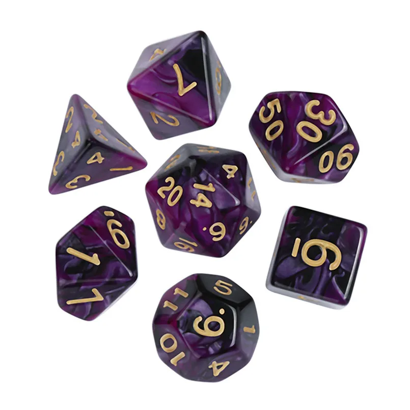 7 шт. D20 многогранный Набор Игральных кубиков d6 16 мм разнообразные игральные кости смолы dados poliedricos freaky игральные кости любителей игры dados de rpg 30A20 - Цвет: purple dice set