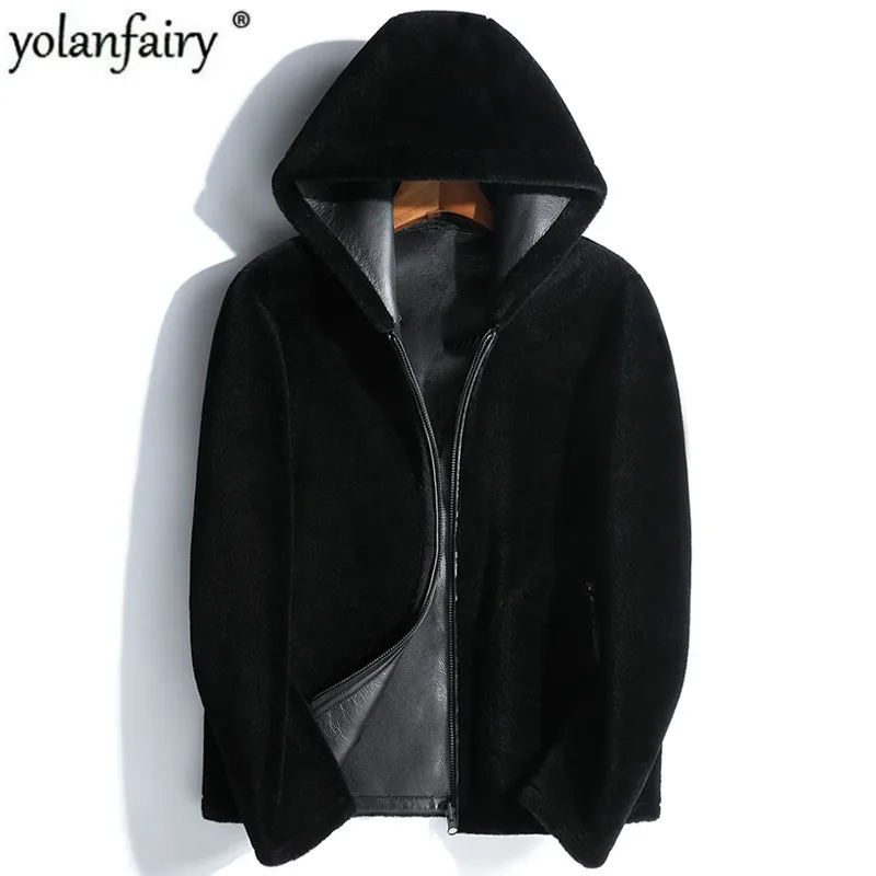 

100% Wool Fur Coat Autumn Winter Jacket Men Real Sheep Shearling Fur Coats Double-side Wear Leather Jackets Veste Homme MY1996