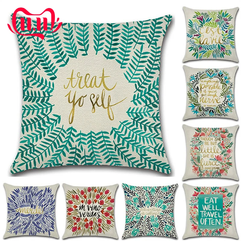 

2PC Cotton And Linen Garland printed Series Pillowcase For Fresh Literary Dakimakura Cover Household Dust-proof Hug Pillow Cover