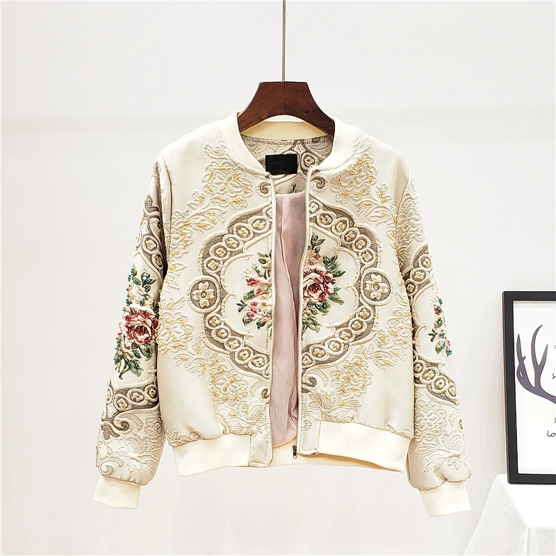 

3D Embroidery Bomber Jacket Women Autumn Vintage Jacket Coat 2018 Casual Basic Baseball Jackets