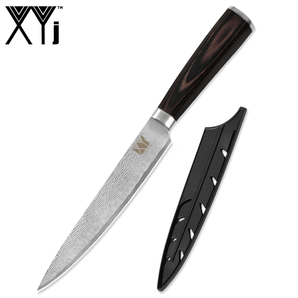 8 slicing knife XYj дамасский стальной нож шеф-повара VG10 Набор ножей высококачественный японский дамасский стальной цветной деревянной ручкой ручной работы кухонные инструменты - Цвет: 8 slicing knife