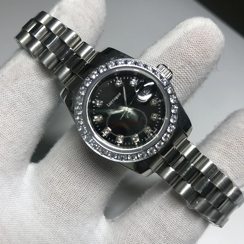 

Luxury Brand New Women Datejust Stainless Steel quartz diamonds Sapphire black Dial Diamonds Bezel Watch 28mmAAA