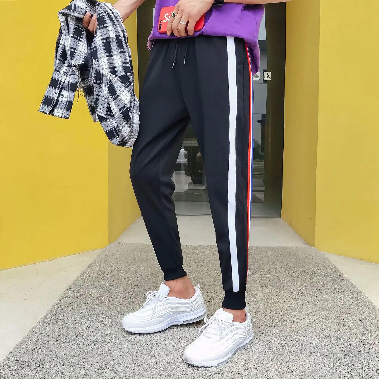 

Hong Kong Style Students Ankle Banded Pants BOY'S Korean-style Trend Skinny Pants Capri Pants Loose Casual Athletic Pants