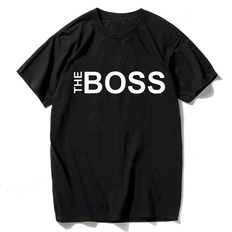 Женская футболка с коротким рукавом, летняя парная футболка, футболка для влюбленных, одежда для пар, забавная футболка с буквенным принтом Boos - Цвет: Mblack