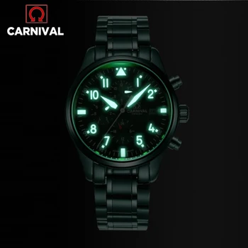 

Fashion Pilot Watch CARNIVAL High end Automatic Watch Men 100m Diving Swimming Luminous Sports Mechanical Watches Reloj Hombre