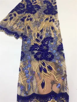 

Soft Nigerian Velvet Lace Fabric French Sequins Laces Fabric Beautiful African Lace Fabirc For Women Party Wedding FFZX318