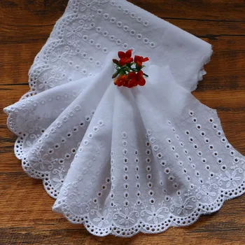 

1 yard embroidered cotton bud silk ribbon DIY clothing sewing fabric home textile curtain decoration pure cotton embroidery