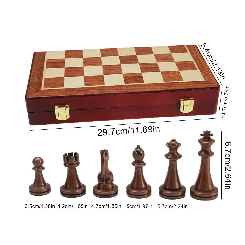 Metal Glossy Golden And Silver Chess Pieces Solid Wooden Folding Chess Board High Grade Professional Chess Games Set Gift 6