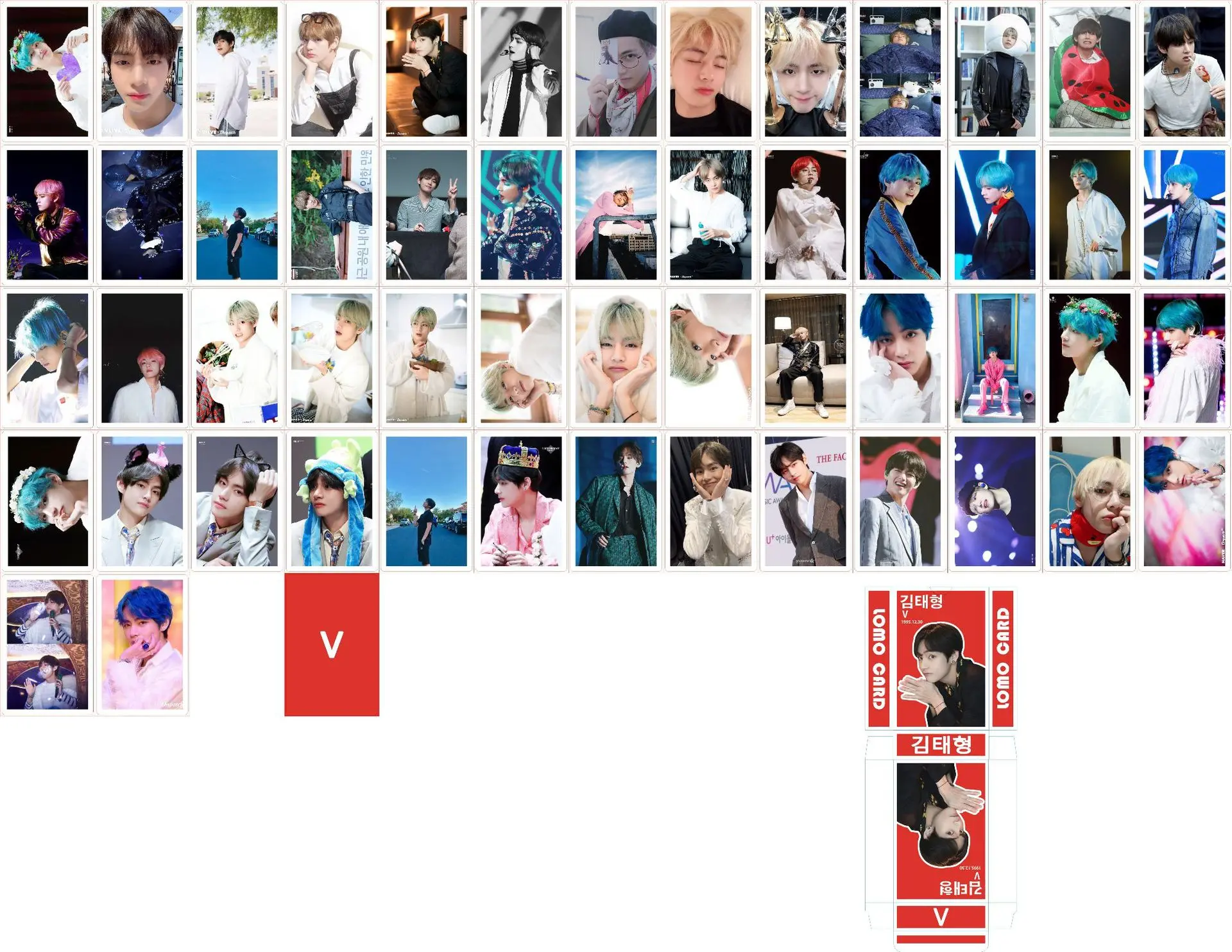 V Южнокорейские группы K-POP Bangtan мальчики плакат любовь себя карта душа Persona плакаты ломо карты стены стикеры декор комнаты - Цвет: V