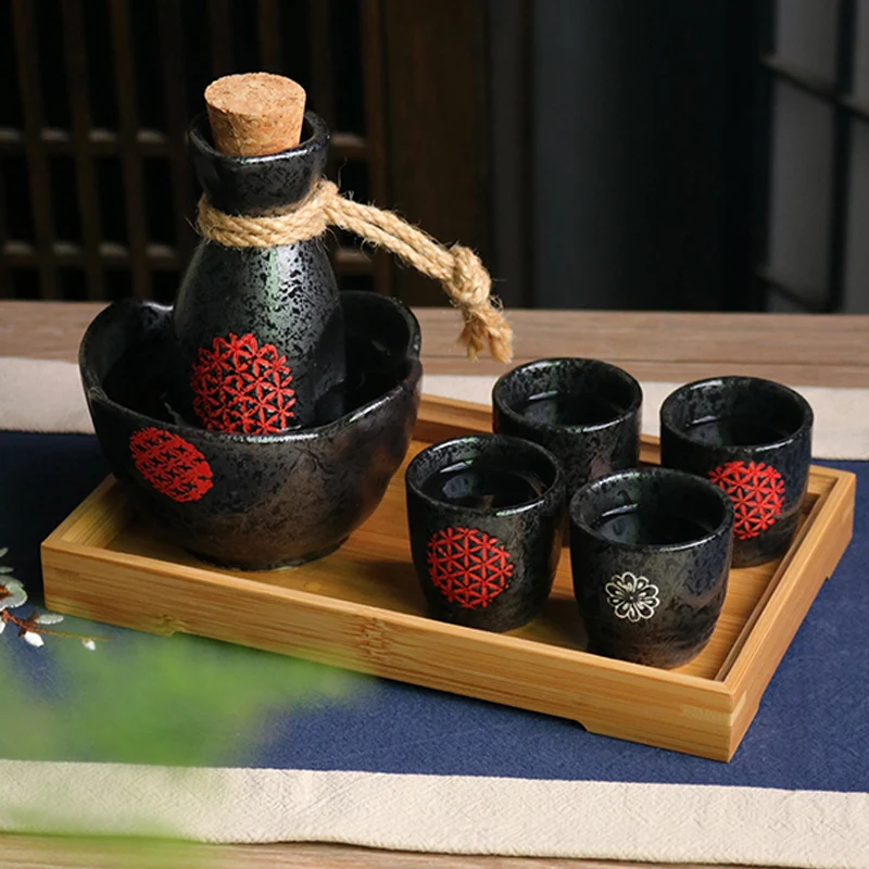 Japanese ceramic retro sake wihte yellow wine household hot wine pot suit  rice wine heating wine warmer wineware set - AliExpress