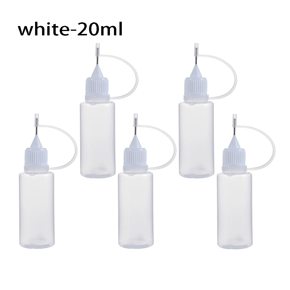 Botella de plástico portátil de 5 piezas, aplicador de pegamento de punta  de aguja reutilizable, herramienta para manualidades de papel DIY,  5/10/20/30/50/100ML - AliExpress, image size:1000x1000